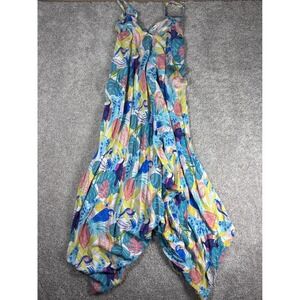 World Market Tropical Bird Leaf Print Jumpsuit Wide Leg S M